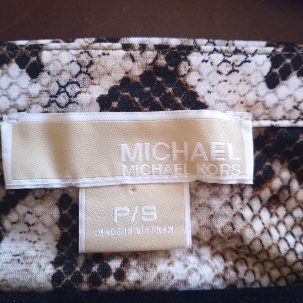 Micheal Kors Animal Print Snakeskin Flowy Mobwife Gold Lace Up Belted Dress - Picture 7 of 7